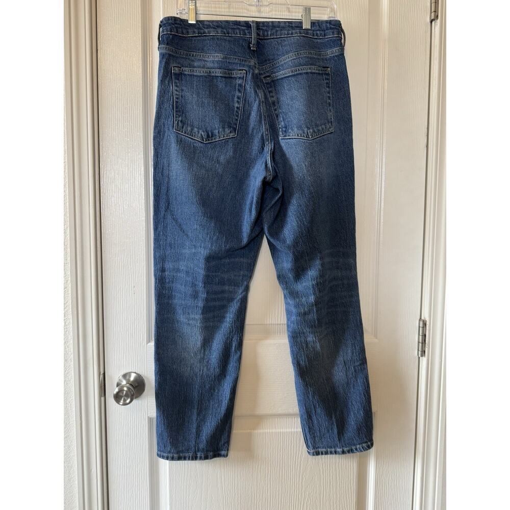 Free Assembly high-rise straight-leg jeans medium wash, distressing cropped 10 - Picture 5 of 8
